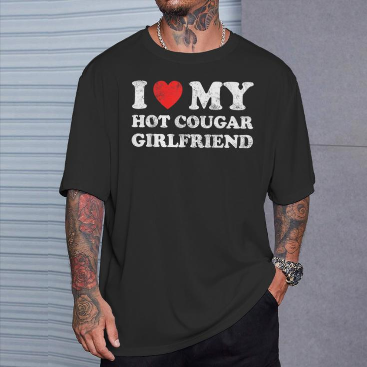 I Love My Hot Cougar Girlfriend Retro Heart T-Shirt Gifts for Him