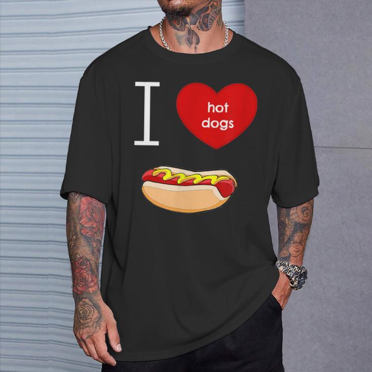 I Love Hot Dogs I Heart Hot Dog Sausage Lover'sT-Shirt Gifts for Him