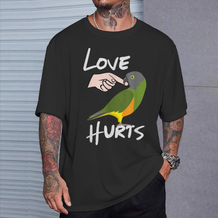 Love Hurts Senegal Parrot Biting Finger T-Shirt Gifts for Him