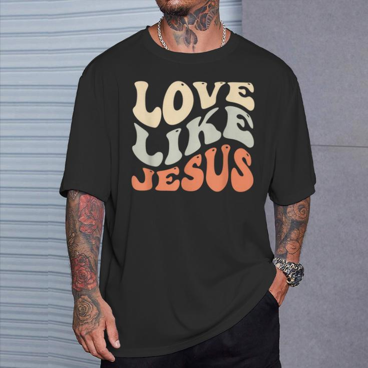 Love Like Jesus Retro Vintage Colours T-Shirt Geschenke für Ihn