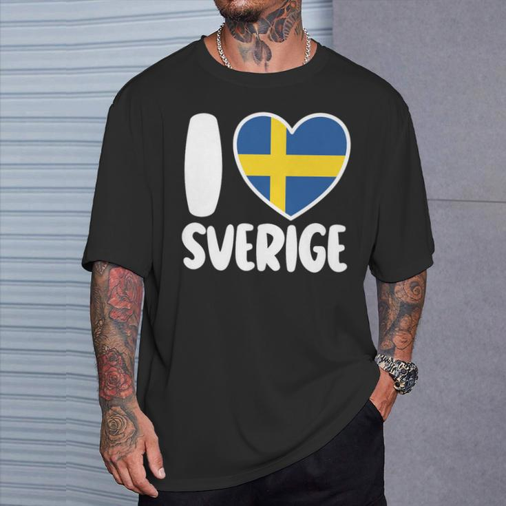 Love For Sweden Sverige Heart Flag Nordic Pride T-Shirt Gifts for Him