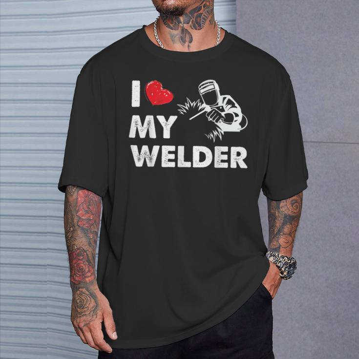 I Love My Welder Welder Wife Girls T-Shirt Gifts for Him