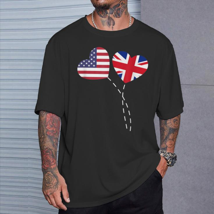 Loving Usa United Kingdom Flag Heart British Americans Love T-Shirt Gifts for Him