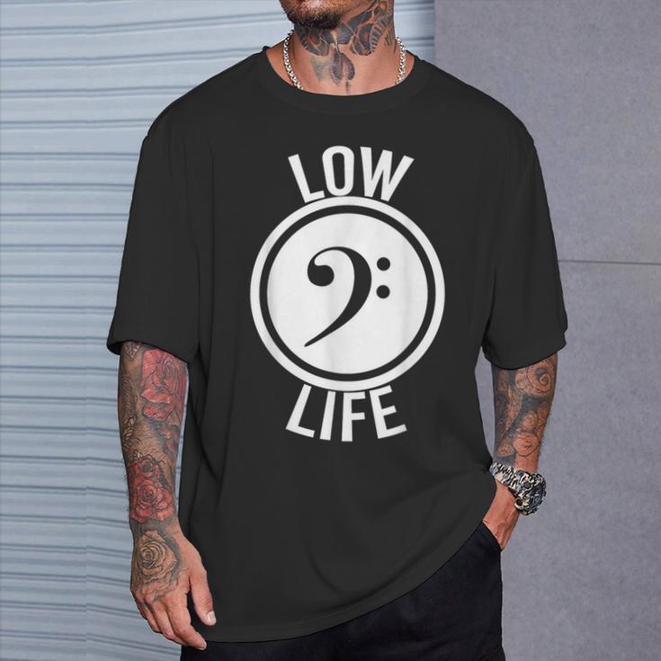 Low Life Bass Clef Guitar Player Music F-Clef T-Shirt Gifts for Him