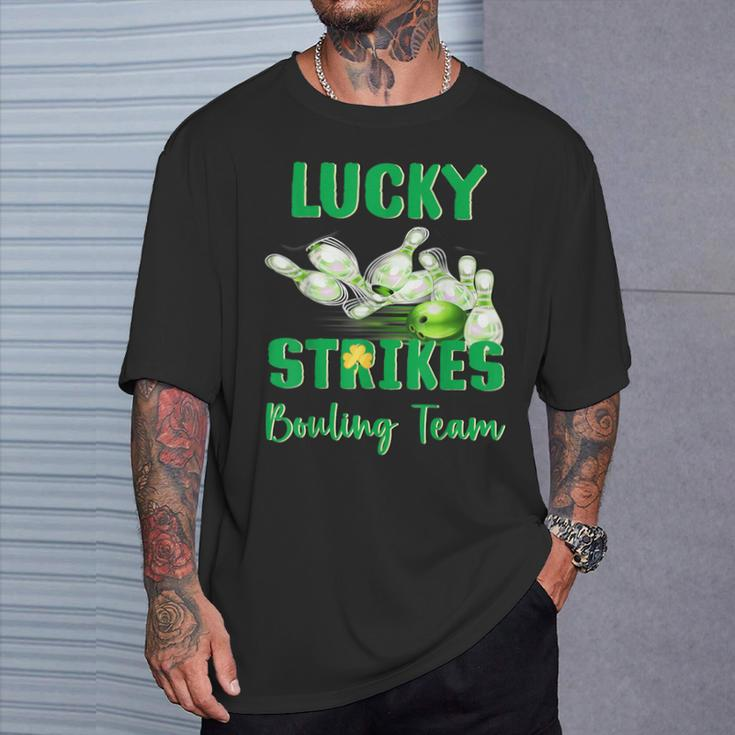 Lucky Strikes Matching Bowling Team St Patrick's Day T-Shirt Gifts for Him