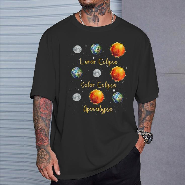 Lunar Eclipse Solar Eclipse And Apocalypse Science Kid T-Shirt Gifts for Him