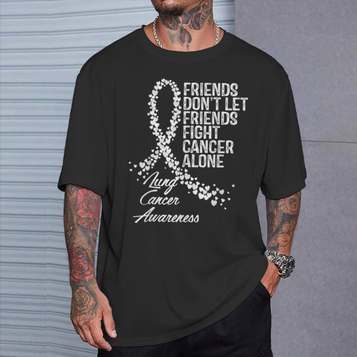 Lung Cancer Awareness Friends Fighter Support T-Shirt Gifts for Him