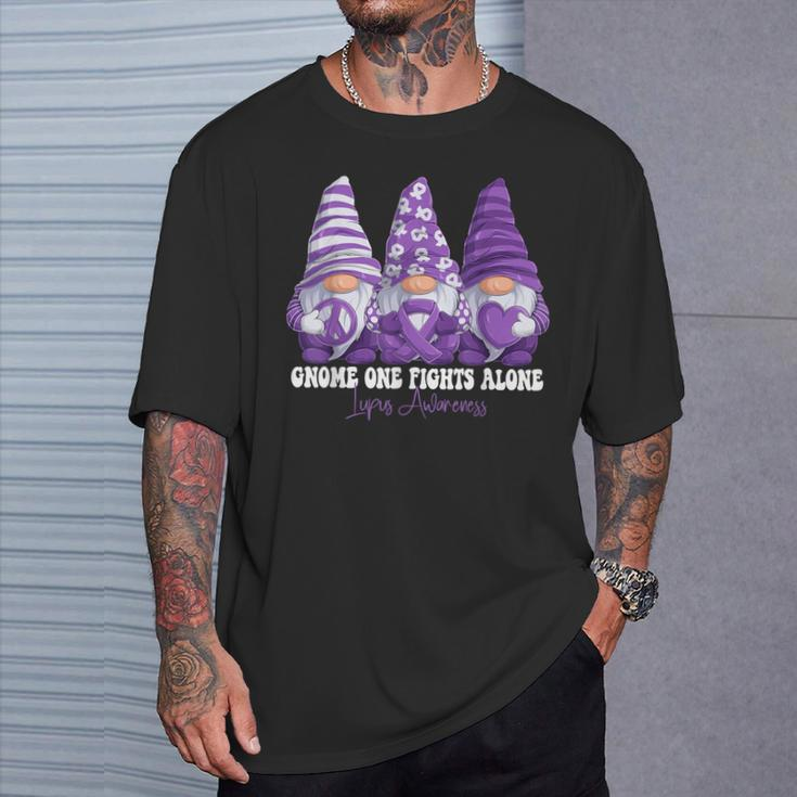 Lupus Awareness Month Purple Ribbon Gnomies Support T-Shirt Gifts for Him