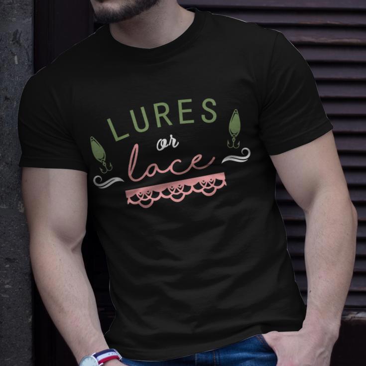 Lures Or Lace Fishing Pregnancy Gender RevealT-Shirt Gifts for Him