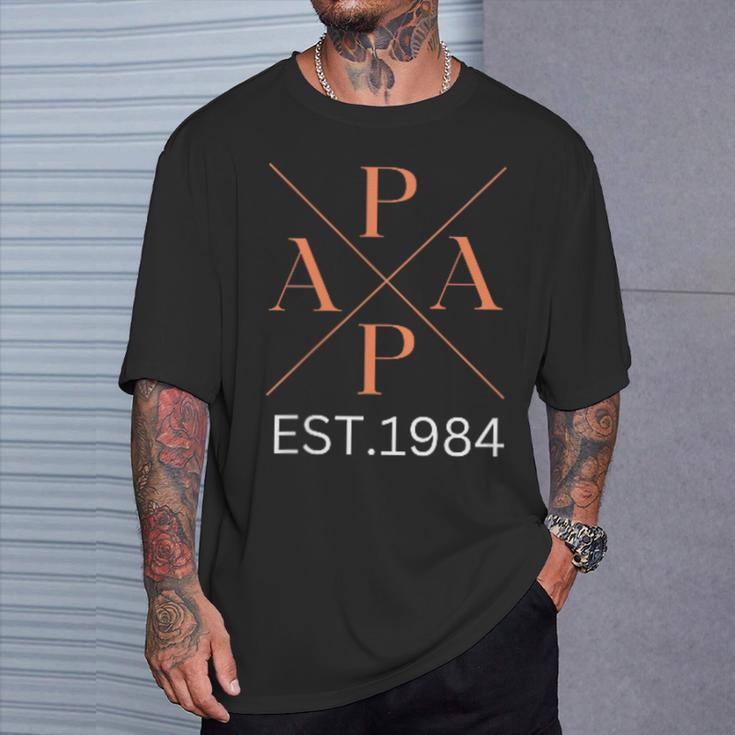 Lustiger Papa Est 1984 Papa Seit 1984 Papa 1984 T-Shirt Geschenke für Ihn