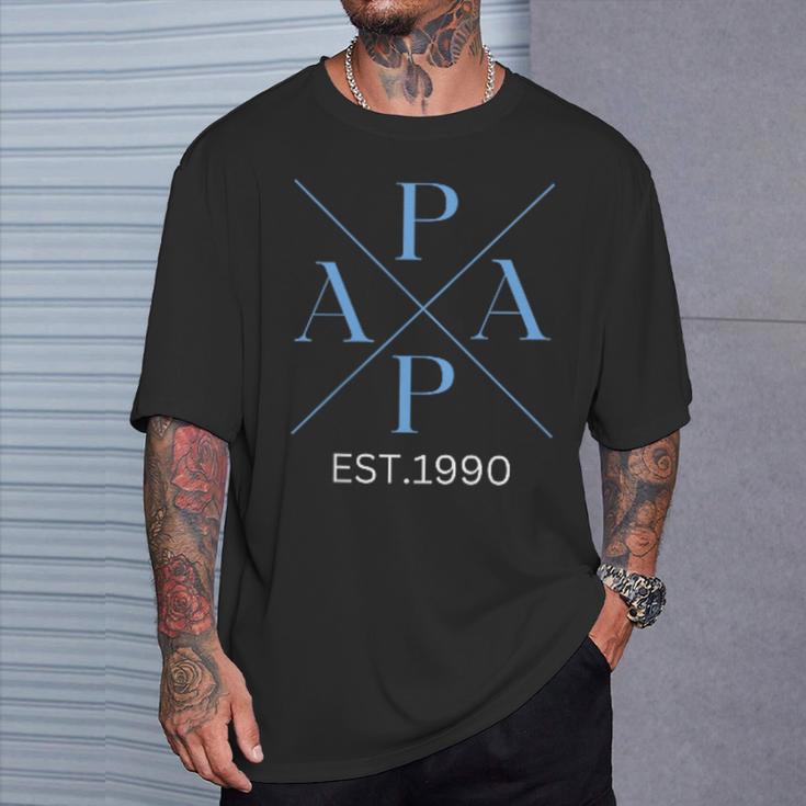 Lustiger Papa Est 1990 Papa Seit 1990 Papa Geburtsjahr 1990 T-Shirt Geschenke für Ihn