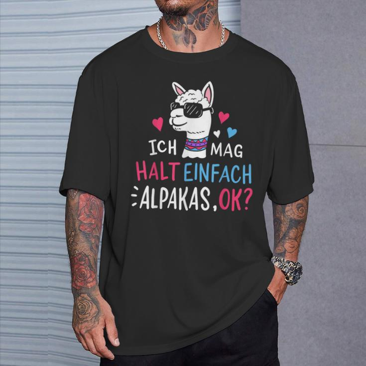 Lustiges Alpaka Fan T-Shirt: 'Ich mag halt einfach Alpakas, OK?' Schwarz Geschenke für Ihn