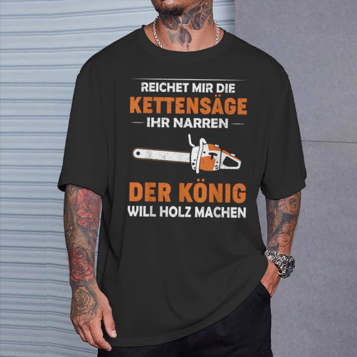 Lustiges Kettensägen-Holzfäller T-Shirt König des Holzmachens Geschenke für Ihn