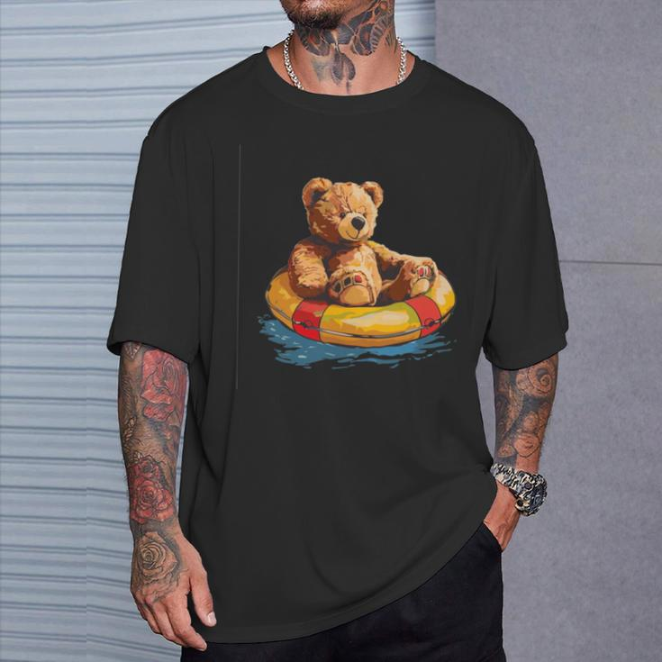 Lustiges Schwimmer-Outfit Mit Teddybär Für Schwimmring-Liebhaber T-Shirt Geschenke für Ihn