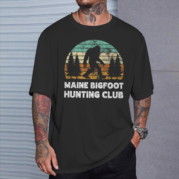 Maine Bigfoot Hunting Club Sasquatch Fan T-Shirt Gifts for Him