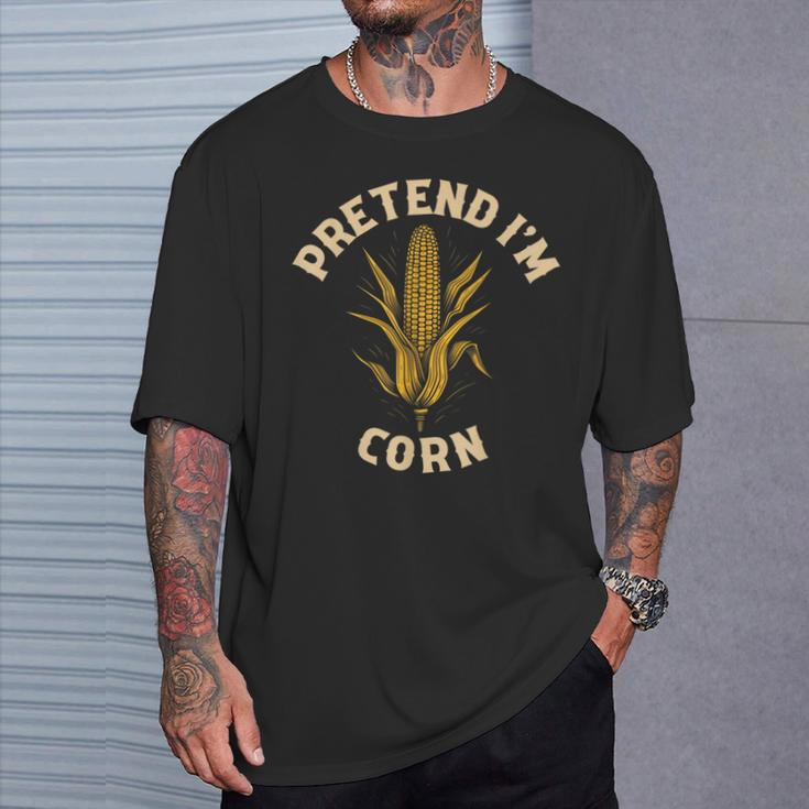 Mais-Motiv Schwarzes T-Shirt Pretend I'm Corn, Witziges Design Tee Geschenke für Ihn