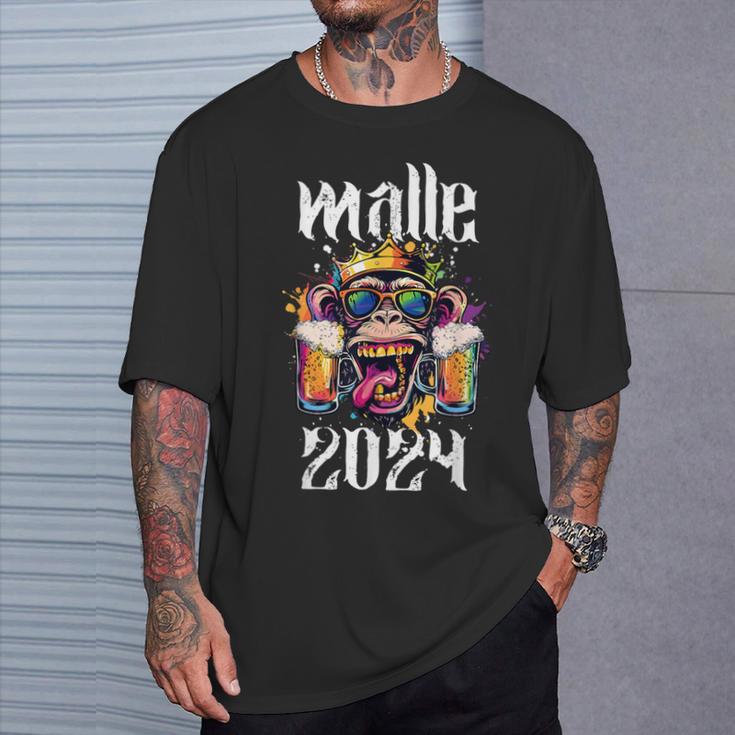 Malle 2024 Affe König Mallorca Crew Bier Urlaub Spruch T-Shirt Geschenke für Ihn