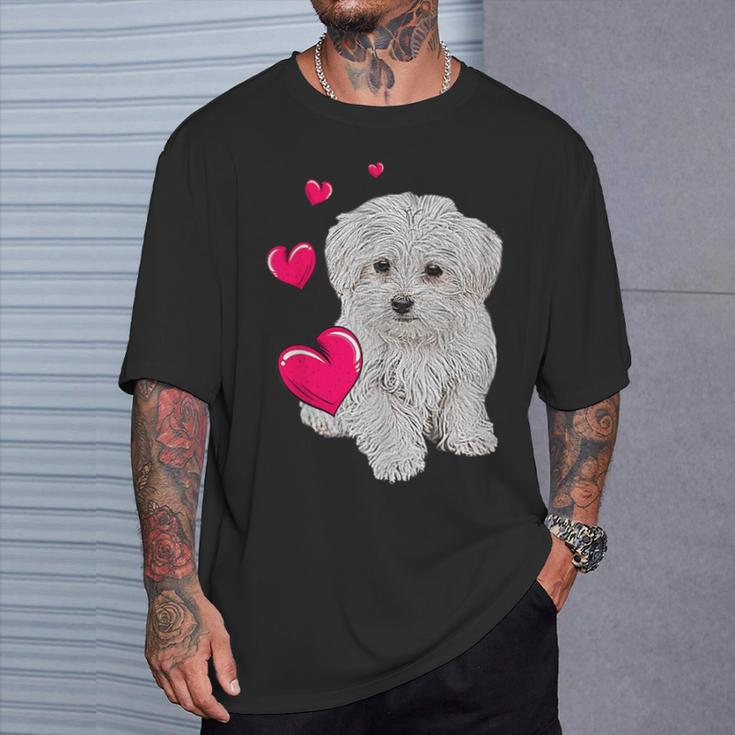 Maltese Dog And Heart Dog T-Shirt Geschenke für Ihn