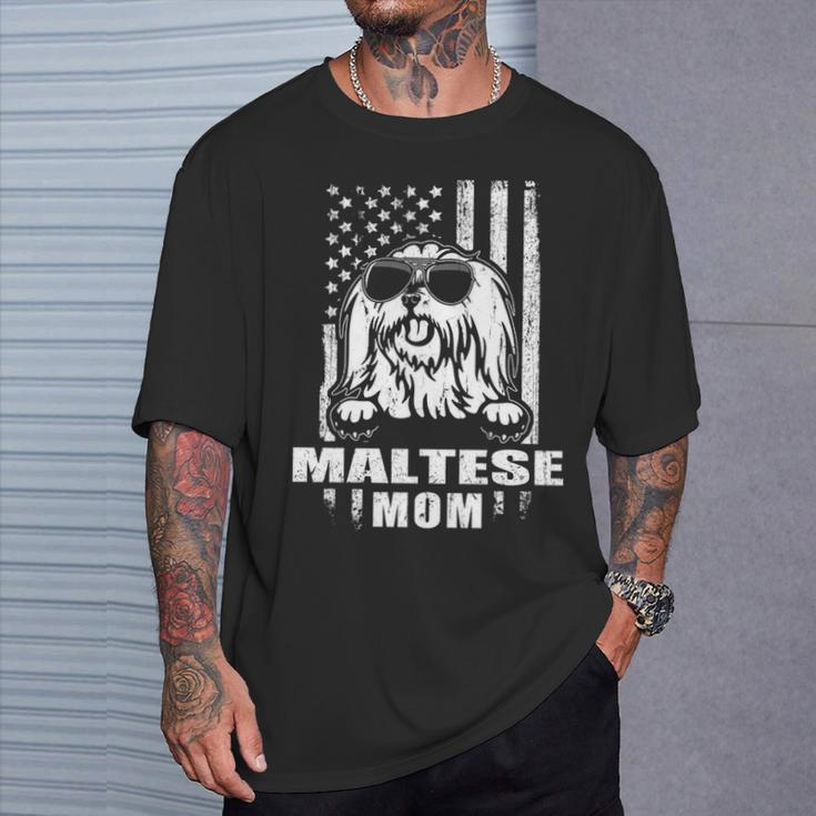 Maltese Mom Cool Vintage Retro Proud American T-Shirt Gifts for Him