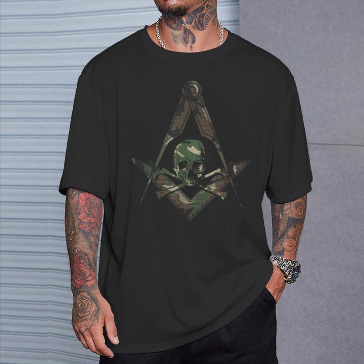 Masonic Square Compass Master Mason Camo Freemason T-Shirt Gifts for Him