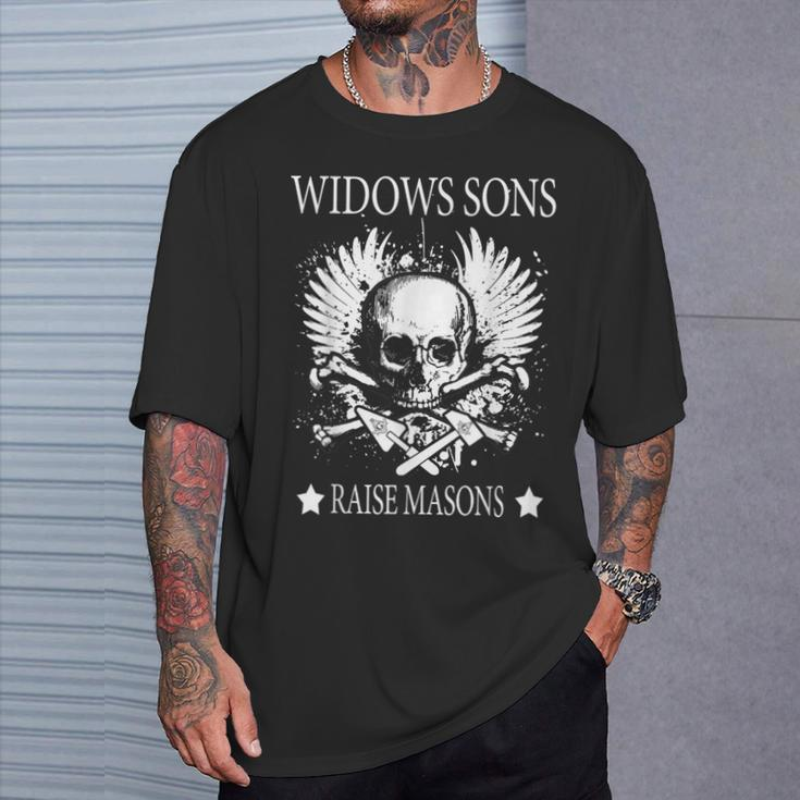 Masonic Widow's Son Raise Masons Skull Father's Day T-Shirt Gifts for Him