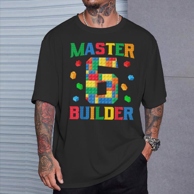 Master Builder 6Th Birthday 6 Year Old Brick Building Blocks T-Shirt Gifts for Him