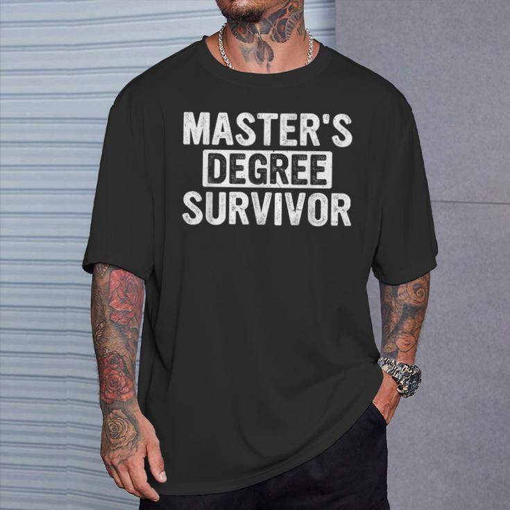 Master's Degree Survivor Grad 2024 College School Graduation T-Shirt Gifts for Him