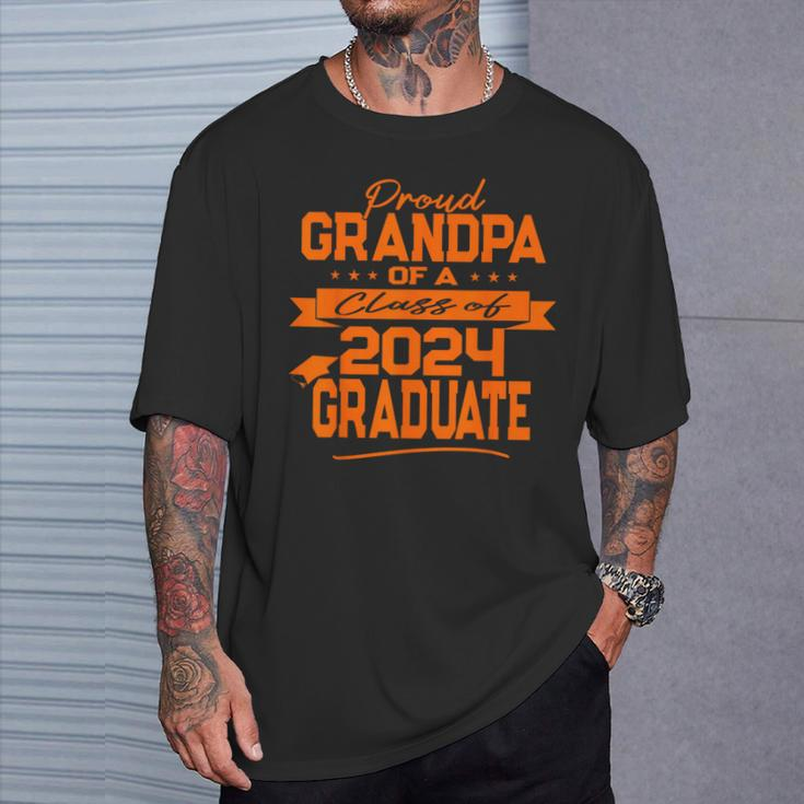 Matching Family Orange Proud Grandpa Class Of 2024 Graduate T-Shirt Gifts for Him