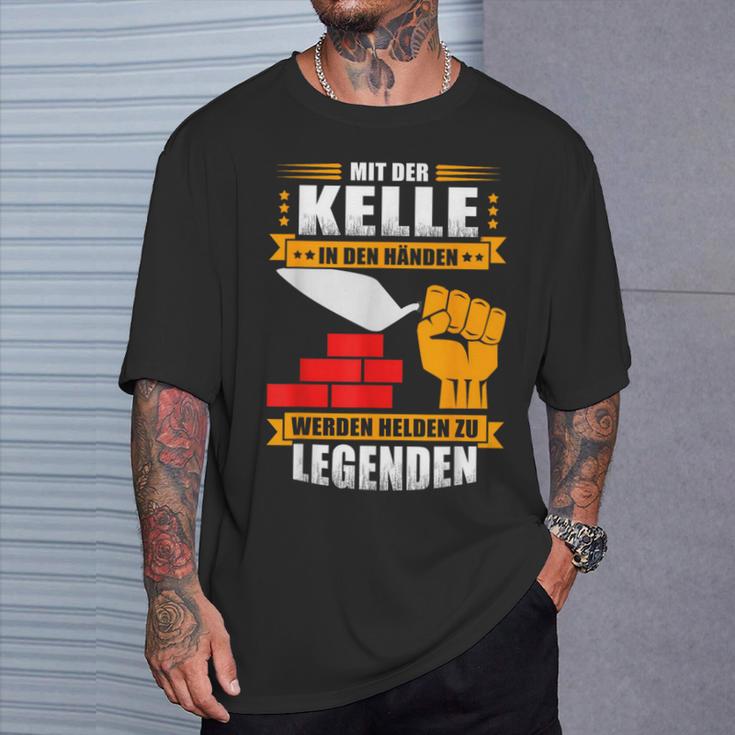 Maurer-Helden T-Shirt Mit Der Kelle in Den Händen für Herren Geschenke für Ihn