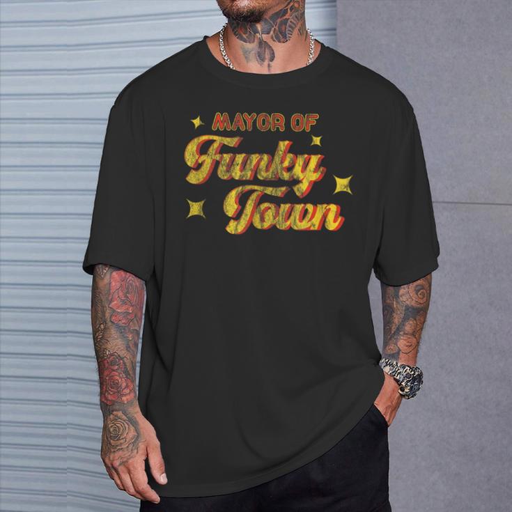 Mayor Of Funky Town Vintage Disco 70S Retro Funk T-Shirt Gifts for Him