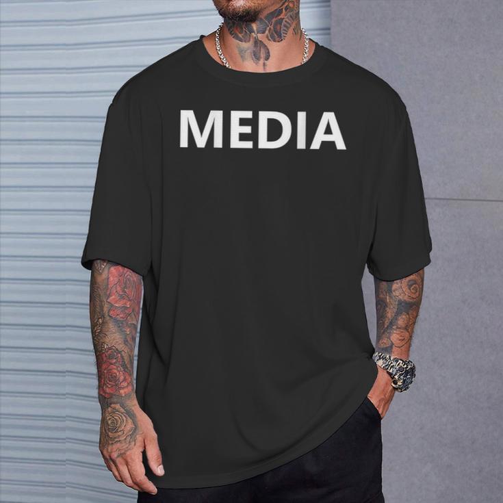 Media Staff Job Camera Guy Reporter Journalist Back Print T-Shirt Gifts for Him