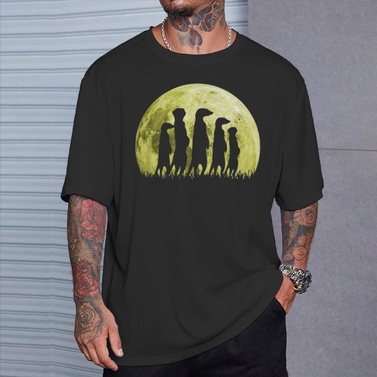 Meerkat Surikate Scharrtier Moon T-Shirt Geschenke für Ihn