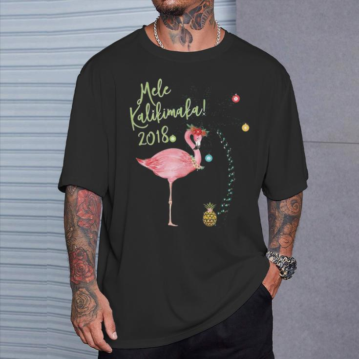 Mele Kalikimaka Flamingo Hawaii T-Shirt Gifts for Him