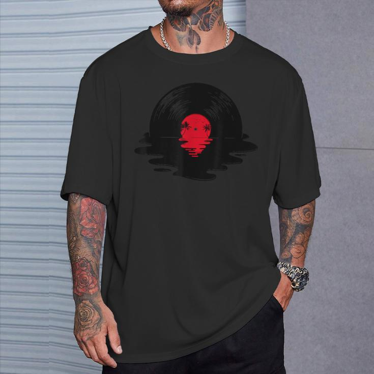 Melting Vinyl Record Sunset T-Shirt Gifts for Him
