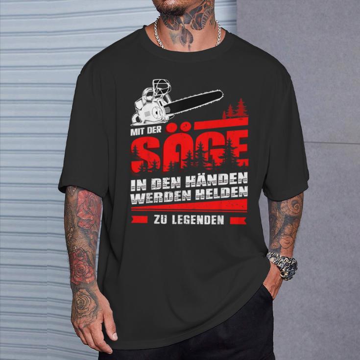 Men's Mit Der Säge In Den Hände Werden Helden Zu Legend T-Shirt Geschenke für Ihn