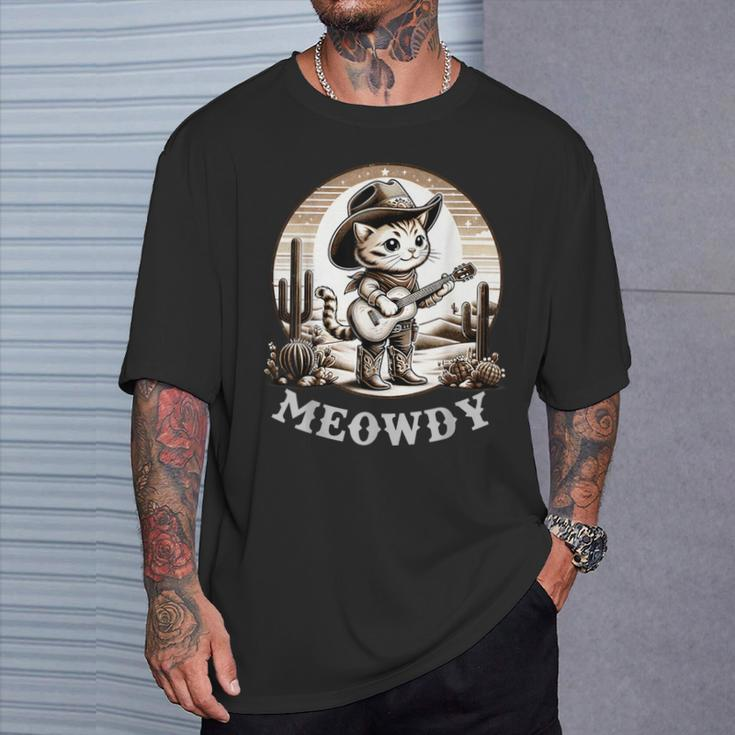 Meowdy Cat Cowboy Hat Country Lover T-Shirt Gifts for Him
