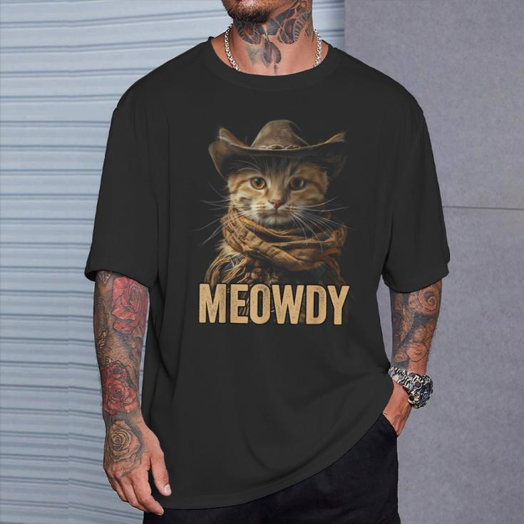 Meowdy Cowboy Cat Country Western Cat T-Shirt Gifts for Him