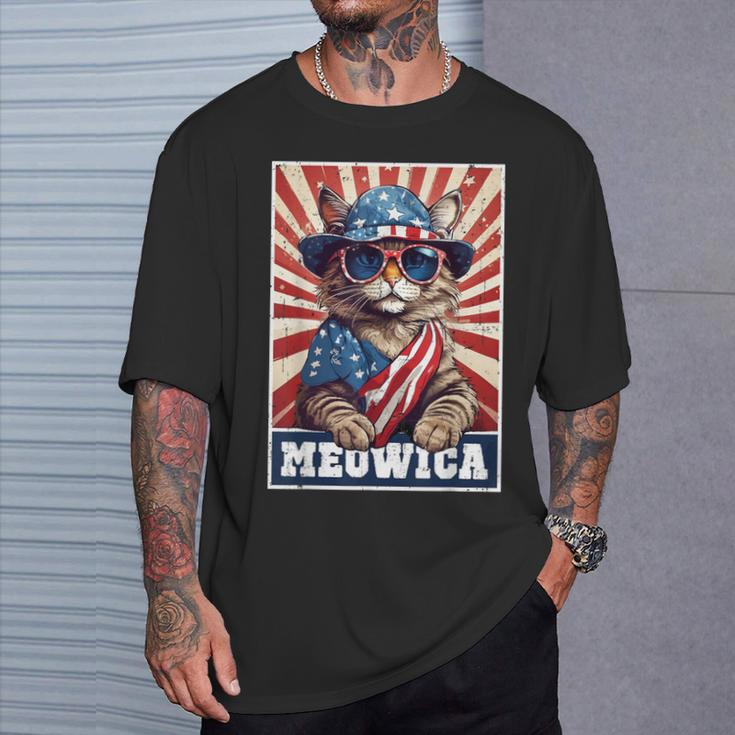 Meowica 4Th Of July Cat American Flag Cat 4Th Of July T-Shirt Gifts for Him