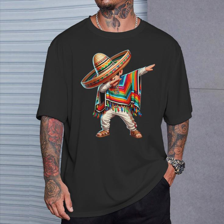 Mexican Boy Dabbing Poncho Cinco De Mayo T-Shirt Gifts for Him