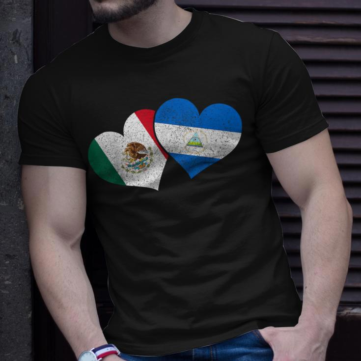 Mexico Nicaragua Hearts Mexican Nicaraguan Flag Pride Nica T-Shirt Gifts for Him