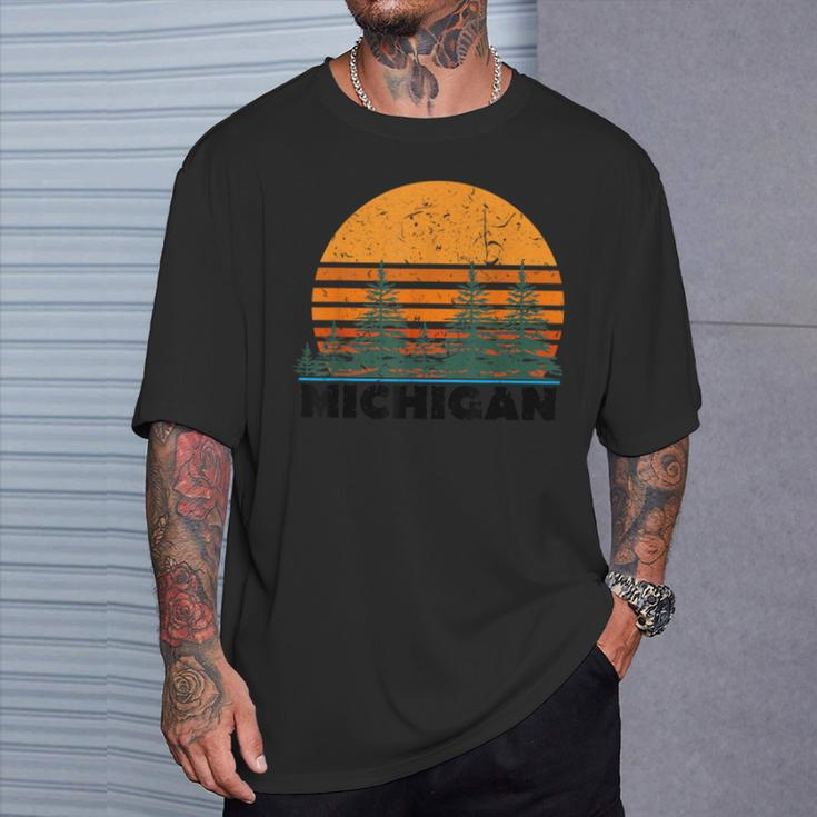 Michigan Vintage Retro Sunset Mi State T-Shirt Gifts for Him