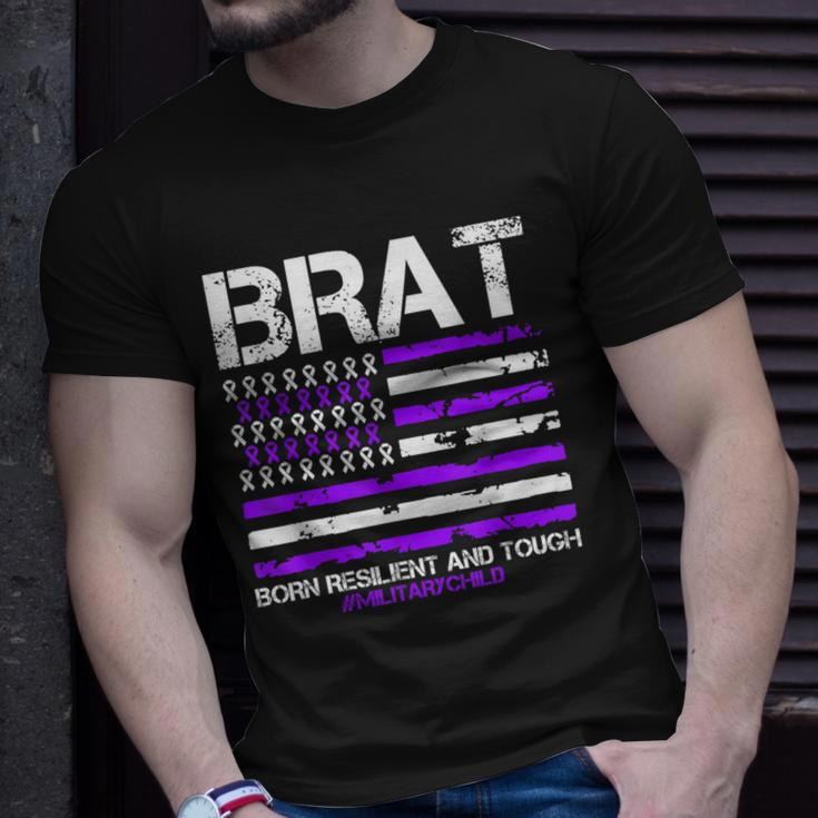 Military Brat Purple Up American Flag April Military Child T-Shirt Gifts for Him