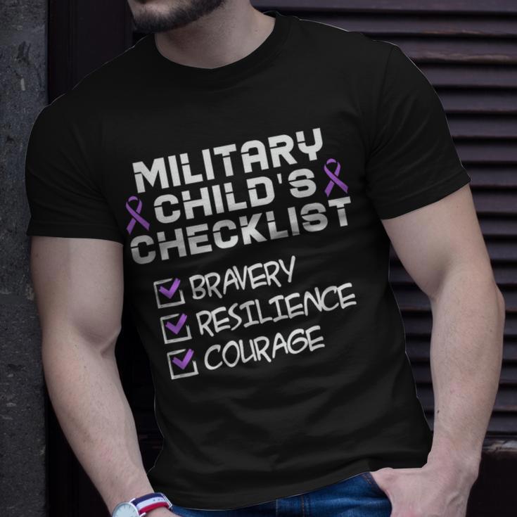 Military Child Month Purple Childs Checklist T-Shirt Gifts for Him