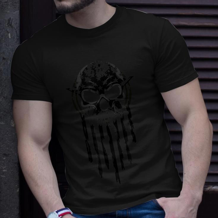 Military Usa Skull Patriot American Warrior Flag T-Shirt Gifts for Him