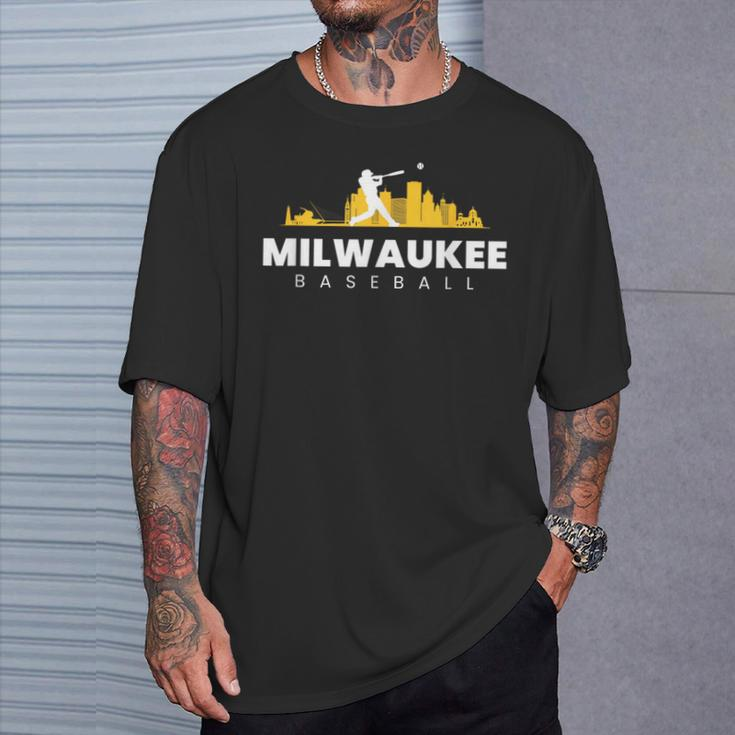 Milwaukee Baseball Vintage Minimalist Retro Baseball Lover T-Shirt Gifts for Him