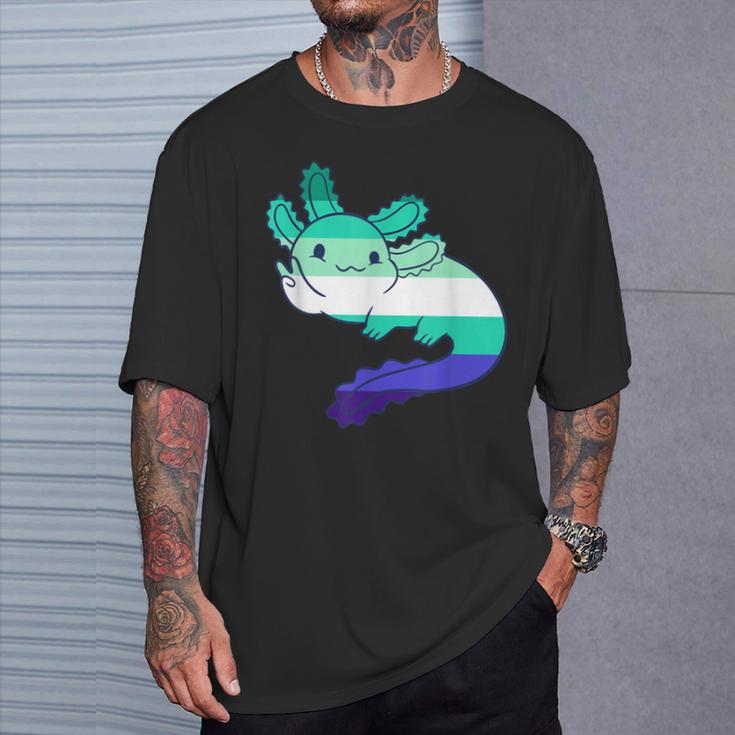 Mlm Flag Mlm Pride Axolotl Gay Male Flag Lgbt Mlm T-Shirt Gifts for Him