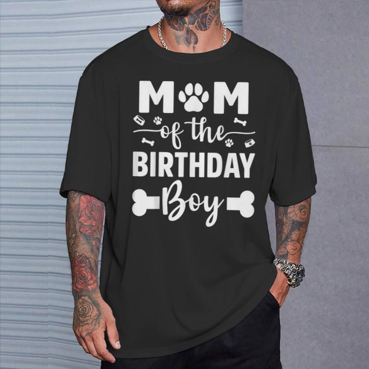 Mom Of The Birthday Boy Dog Paw Dogs Lovers Bday Party T-Shirt Gifts for Him