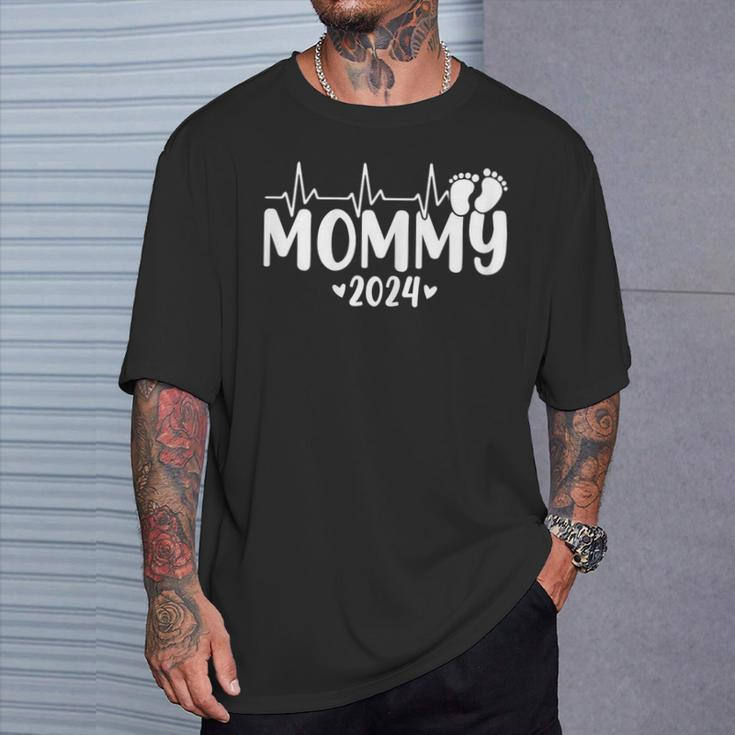 Mommy 2024 Heartbeat 1St Time Pregnancy Announcement Mom T-Shirt Gifts for Him