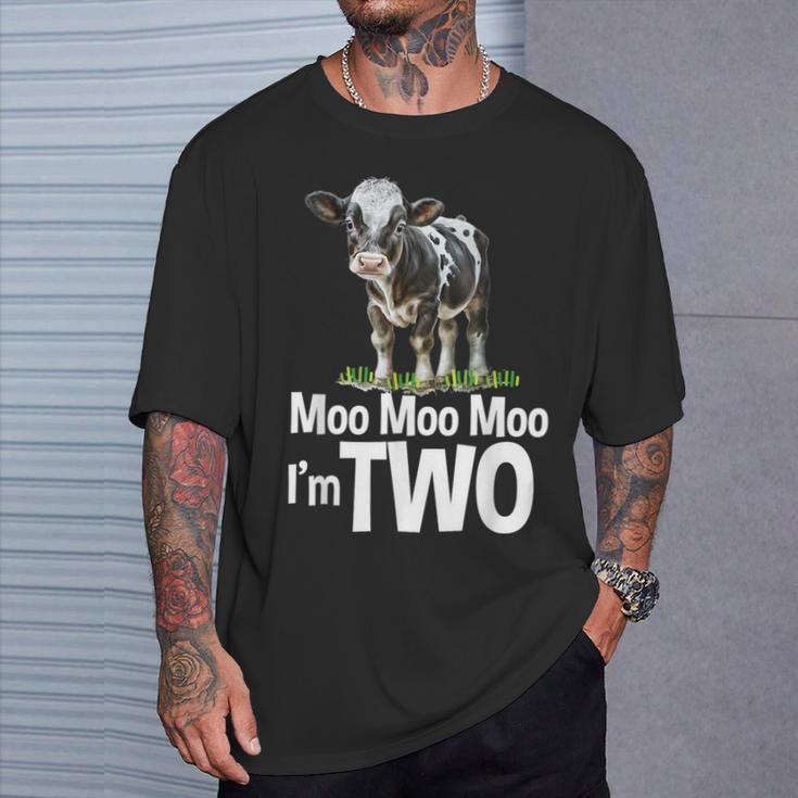 Moo Moo I'm Two 2Nd Birthday Cute Cow Sounds Toddler T-Shirt Gifts for Him