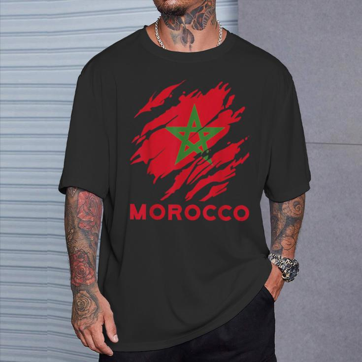 Morocco Flag Vintage Style Retro Morocco Football Mor T-Shirt Geschenke für Ihn